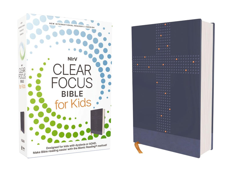 NIrV Clear Focus Kids Bible - ADHD & Dyslexia-Friendly (Leathersoft Blue)