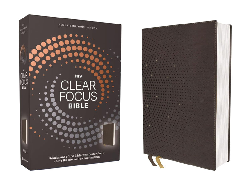 NIV Clear Focus Bible (Charcoal Brown Leathersoft)